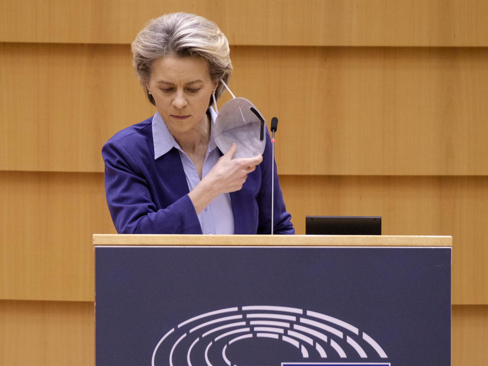President of the European Commission Ursula von der Leyen delivers a speech during a session of the European Parliament on Wednesday in Brussels.