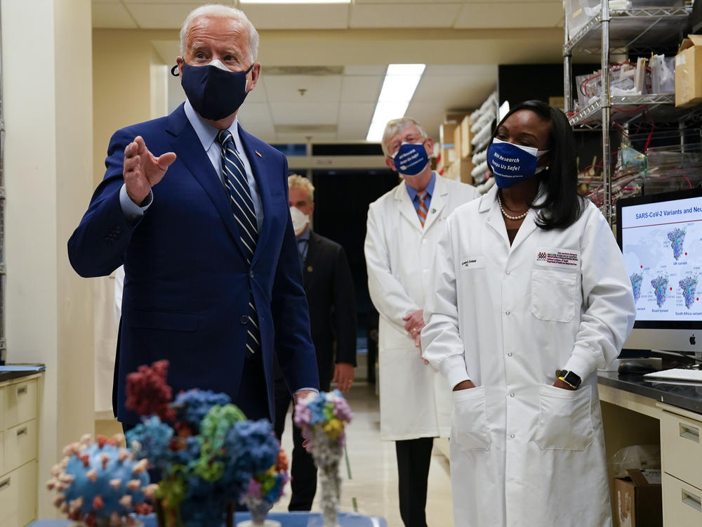 During remarks at the National Institutes of Health, President Joe Biden said his administration has secured enough Covid-19 vaccines to ensure the nation is on track to vaccinate 300 million Americans by mid-July.