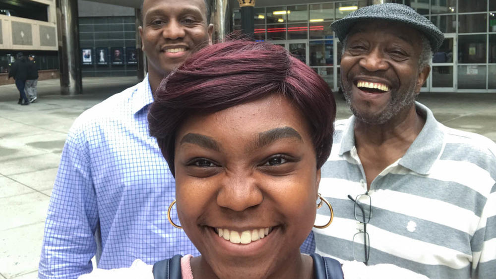 William Salter, right, his granddaughter Jada, front, and his son — and Jada's father — Jamal.