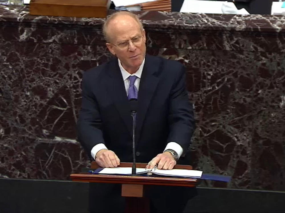 President Donald Trump's defense attorney David Schoen speaks on the fourth day of former President Donald Trump's second impeachment trial at the U.S. Capitol.