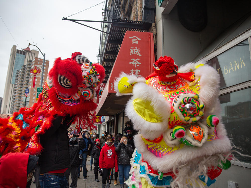 The Chinatown Community Young Lions perform lion dancing at the Lunar New Year Celebration in Manhattan's Chinatown on Feb. 12.