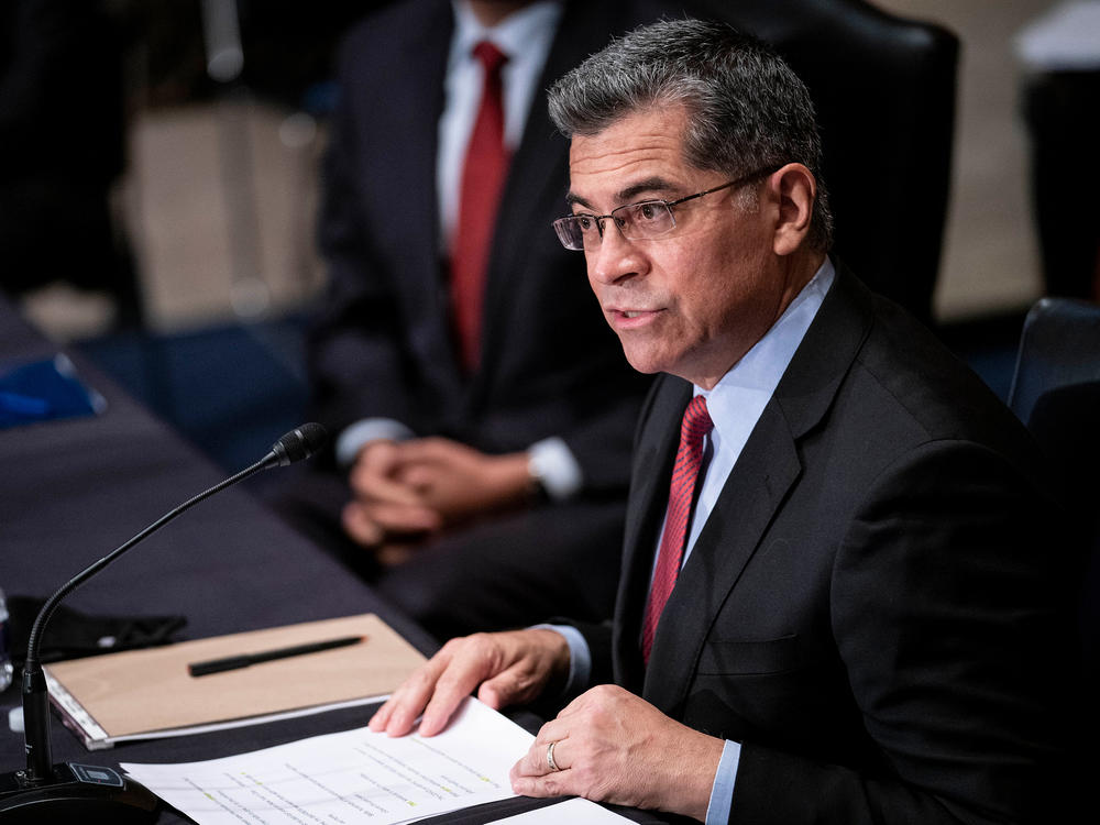 Xavier Becerra, President Biden's nominee for secretary of the Department of Health and Human Services, contended with critics of abortion rights on the first day of his confirmation hearings Tuesday.