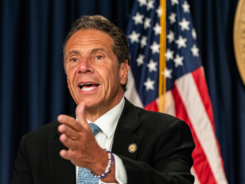 New York Gov. Andrew Cuomo, seen here in July, denies allegations that he sexually harassed former adviser Lindsey Boylan.