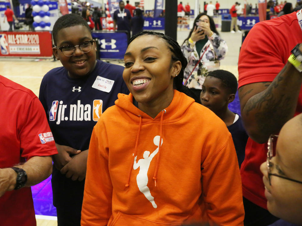 Renee Montgomery is now co-owner of the WNBA franchise Atlanta Dream, a team she used to play for. She's seen above at Jr. NBA Day in February 2020 in Chicago.