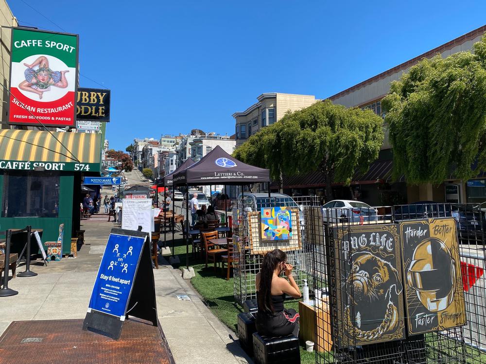 Little Italy neighborhood of San Francisco, July 2020. The city will relax coronavirus restrictions Wednesday, including the reopening of indoor dining and fitness facilities.