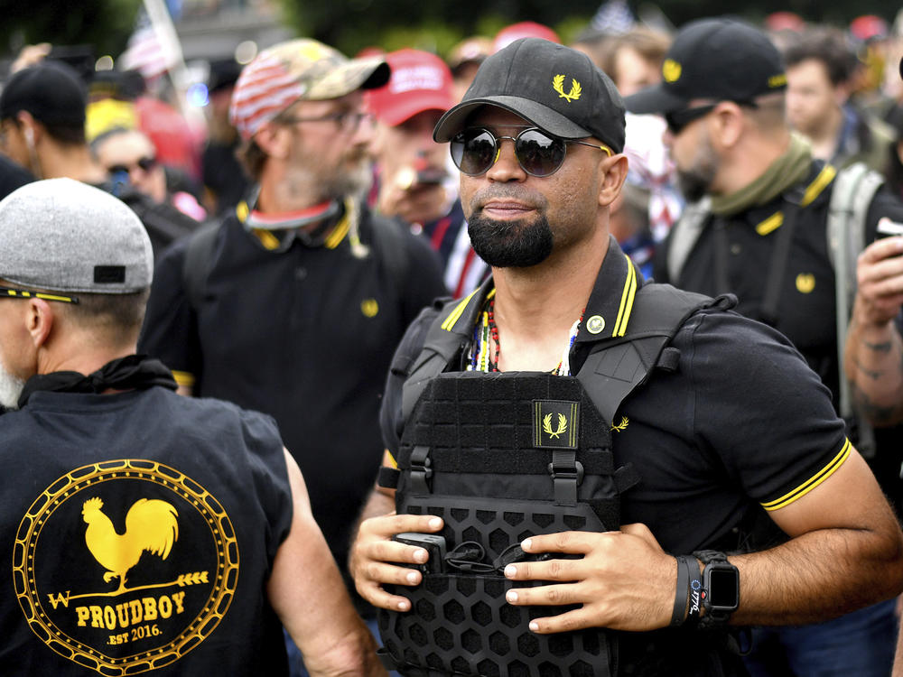 Portland, Ore., August, 2019. Enrique Tarrio, leader of the Proud Boys, was arrested two days before the Jan. 6, attack on the Capitol. Ethan Nordean was allegedly selected to take his place and lead the far-right group on the Jan. 6 attacks.