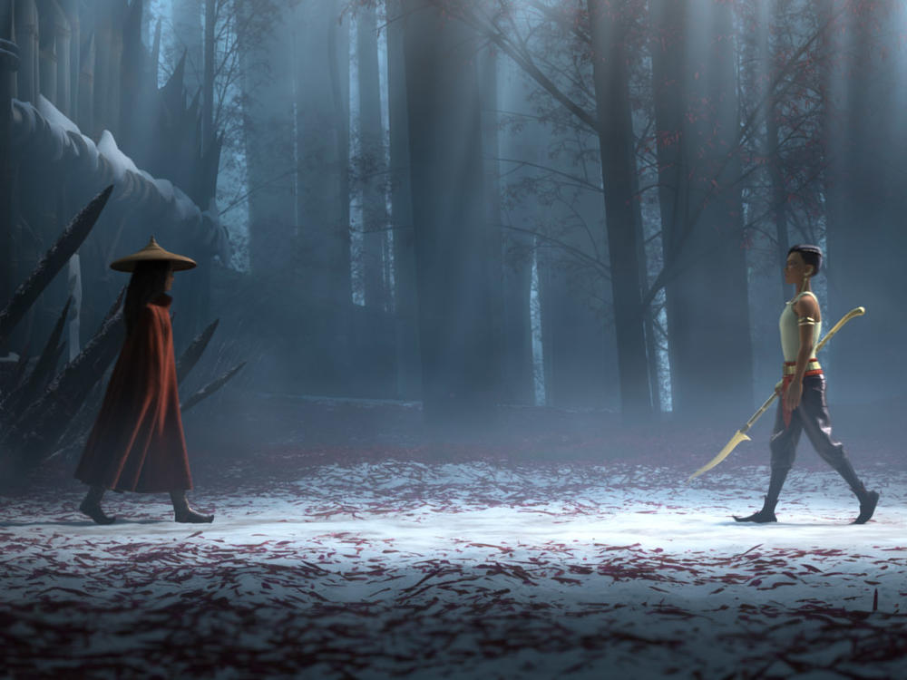 Raya (voiced by Kelly Marie Tran) faces off with her lifelong foe (voiced by Gemma Chan) in the rich, gorgeously wrought Disney film.