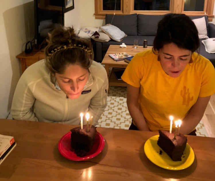 Audrey (left) and Kelsey on their 29th birthday.