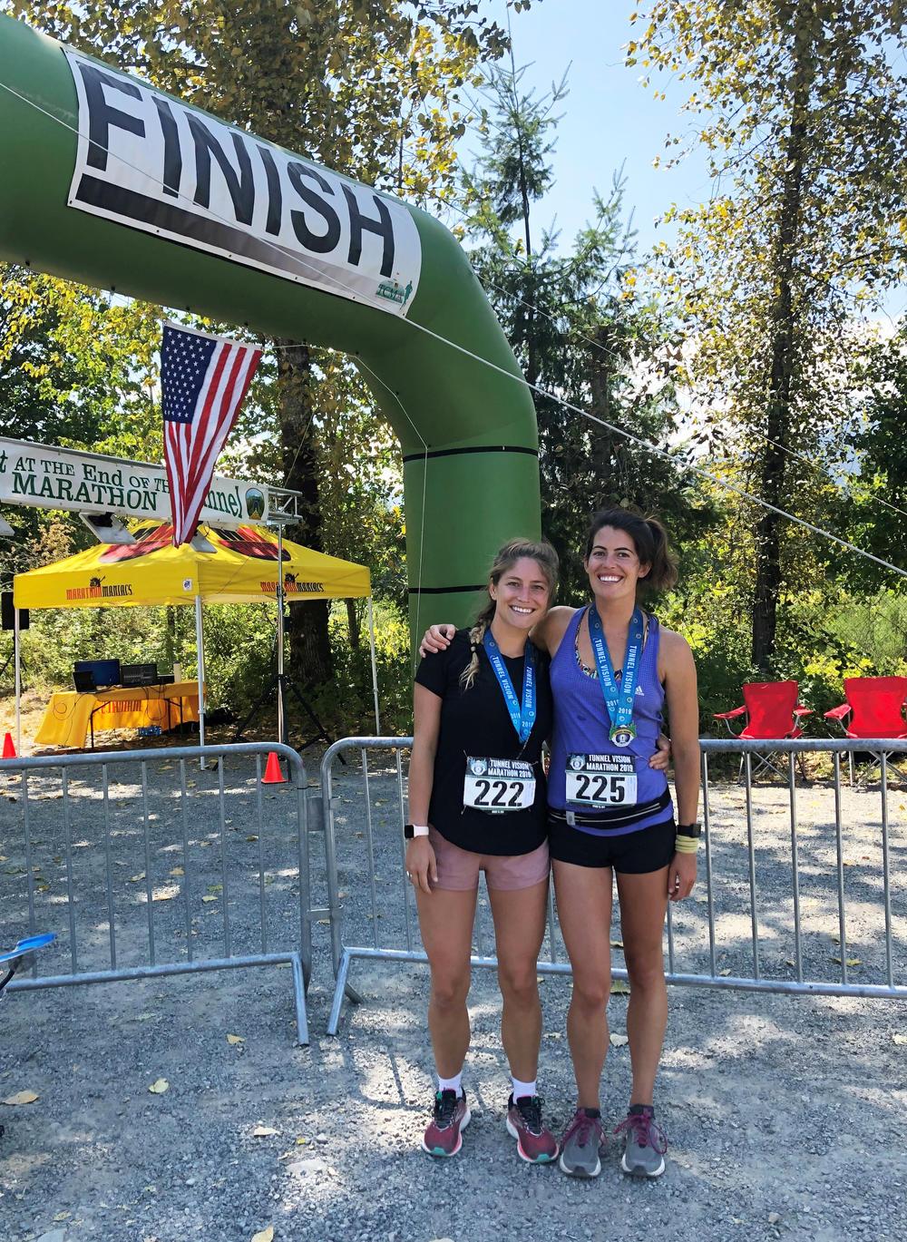 <strong><em></em></strong>Audrey (left) had always been health conscious and was physically fit. In August 2019, she ran a marathon with her twin sister, Kelsey.