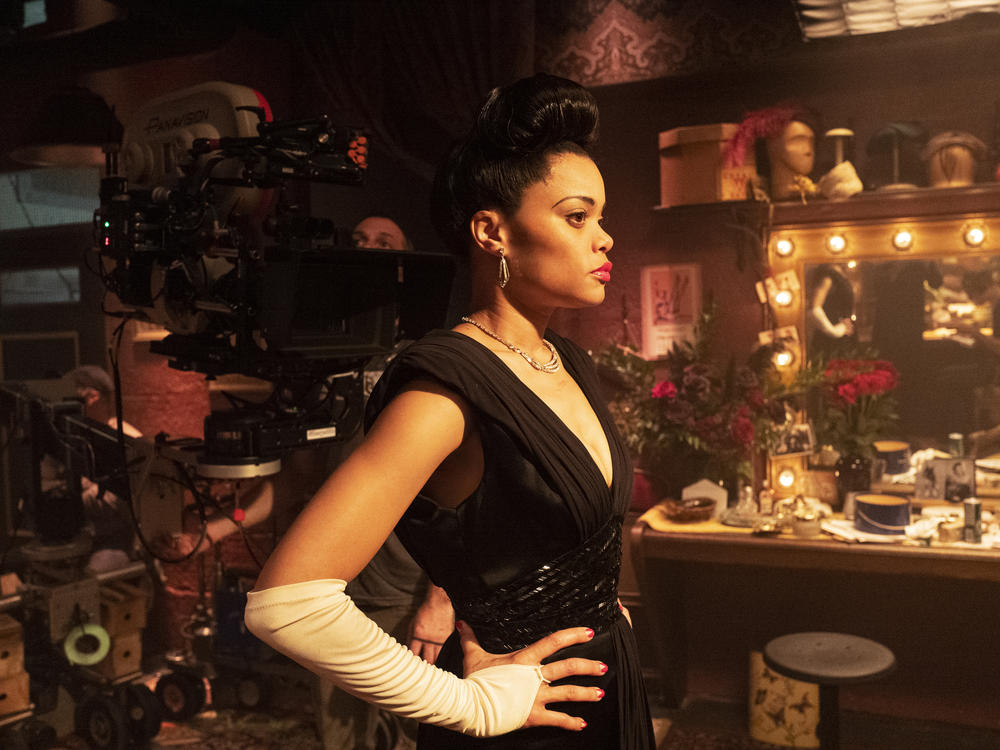 Grammy-nominated singer Andra Day, in a still from <em>The United States Vs. Billie Holiday.</em>