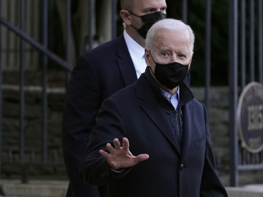 President Biden departs after attending Mass on Saturday at Holy Trinity Catholic Church in Washington.