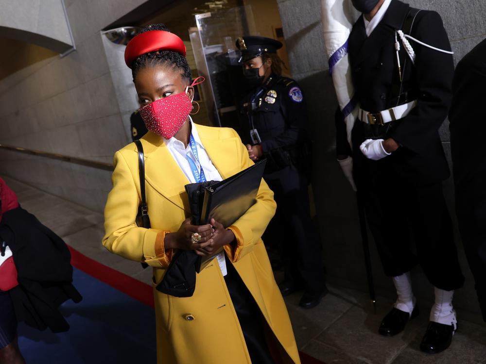 Former National Youth Poet Laureate Amanda Gorman arrives at the inauguration of US President-elect Joe Biden on the West Front of the US Capitol on Jan. 20 in Washington, D.C. Gorman says she was tailed Friday night by a security guard who said she looked 