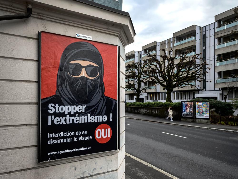 A poster in Lausanne, Switzerland, reads 