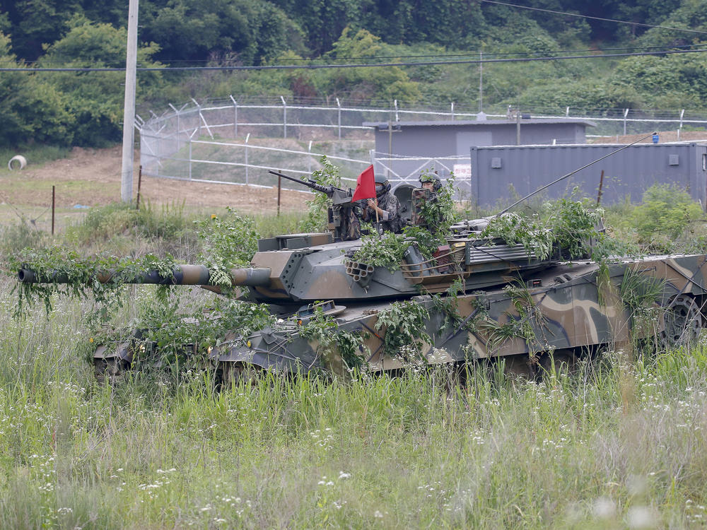 South Korean Military take part in a drill near the Korean Demilitarized Zone in Paju, South Korea, June 18, 2020.