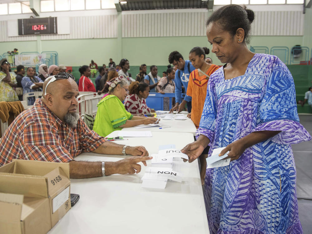 A woman participates in the October referendum in Nouméa, New Caledonia.