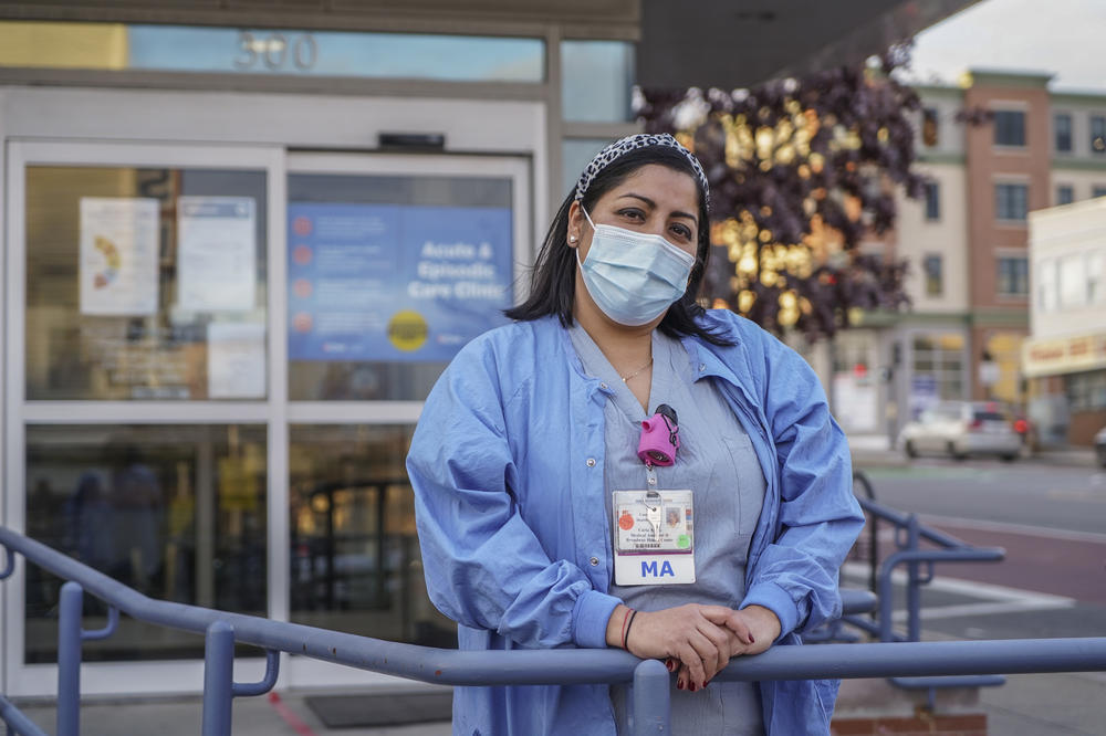 Carla Ayala, 40, is a medical assistant at Acute Care Center, a COVID-19 respiratory clinic in Somerville, Massachusetts. Working with suspected COVID patients scared her, she says, but 