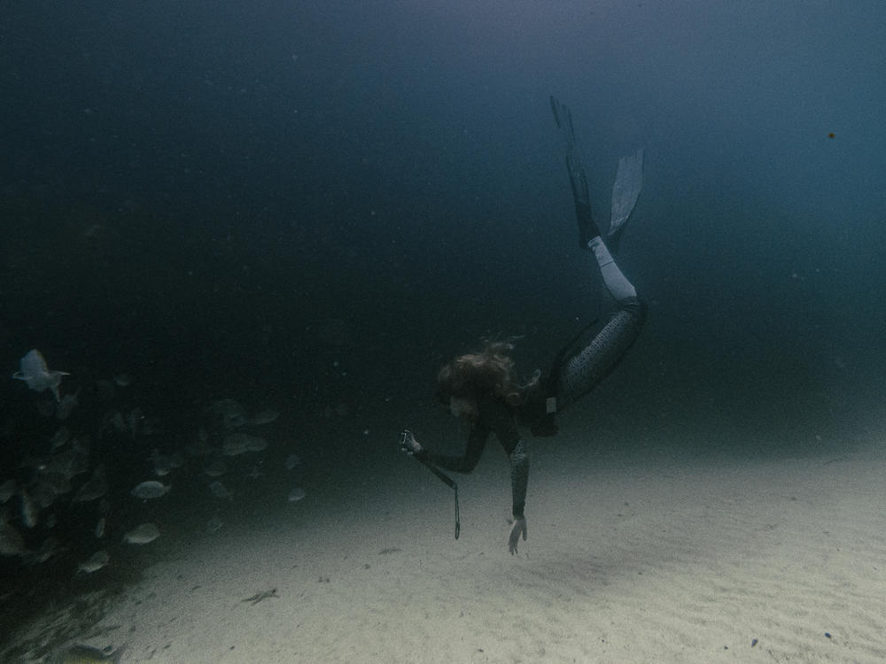 Dr. Storm Bissict, 35, dives in False Bay along the coast of Cape Town. It's her way of decompressing from her hectic pandemic days.