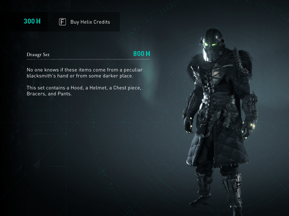 One of the suits of armor available in <em>Assassin's Creed: Valhalla</em> — if you're willing to pay real money.
