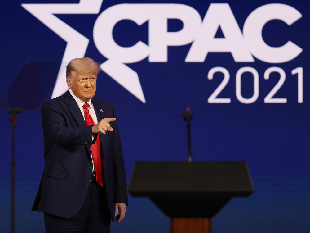 Former President Donald Trump addresses the Conservative Political Action Conference on Feb. 28 in Orlando, Fla.