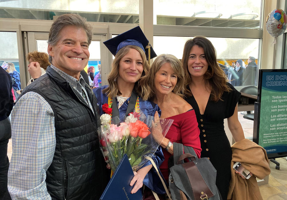 Scott (from left), Audrey, Janine and Kelsey Ellis in 2019. Audrey graduated with honors and received a perfect score on her nursing licensure exam. After her death, her family established the Audrey Marie Ellis Foundation, which aims to financially support aspiring health care workers.