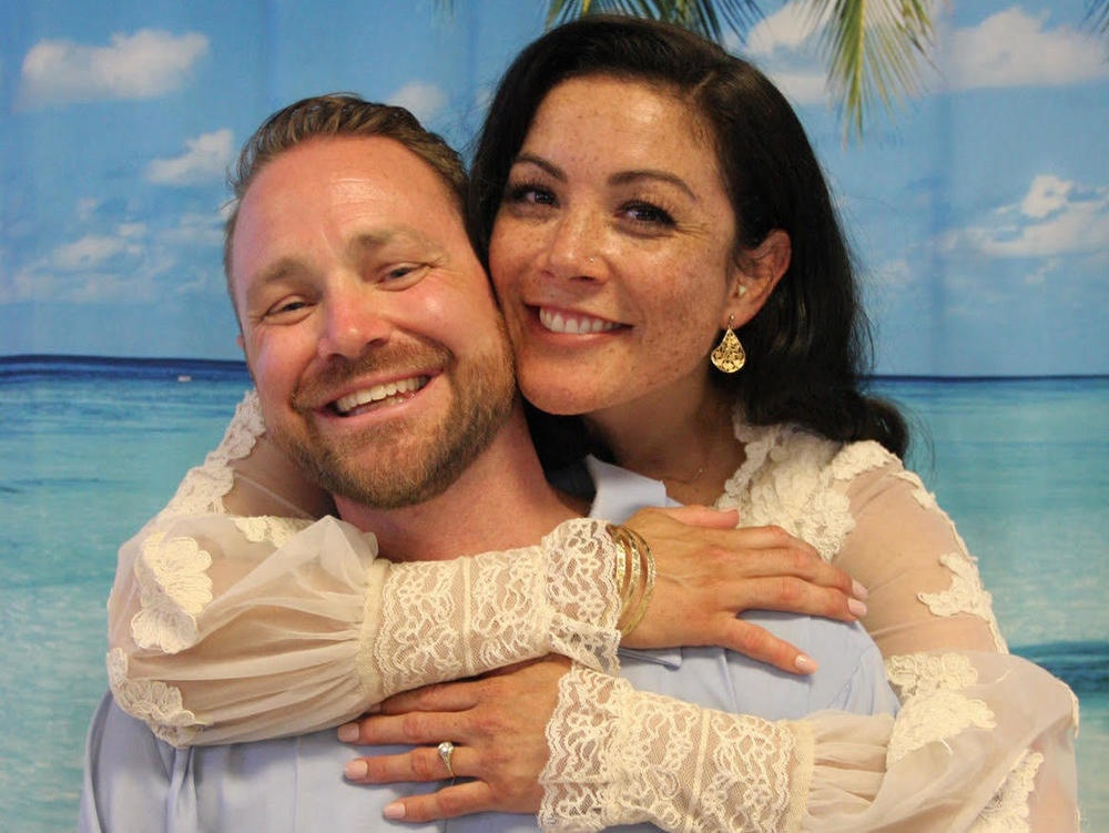 Blaine and Cristina Calderon Bowker on their wedding day.