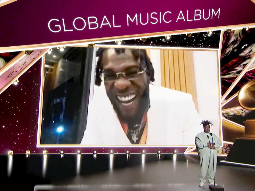 Burna Boy accepted the Best Global Music Album award for 'Twice as Tall' from Chika at the Grammy awards on March 14. His <a href=