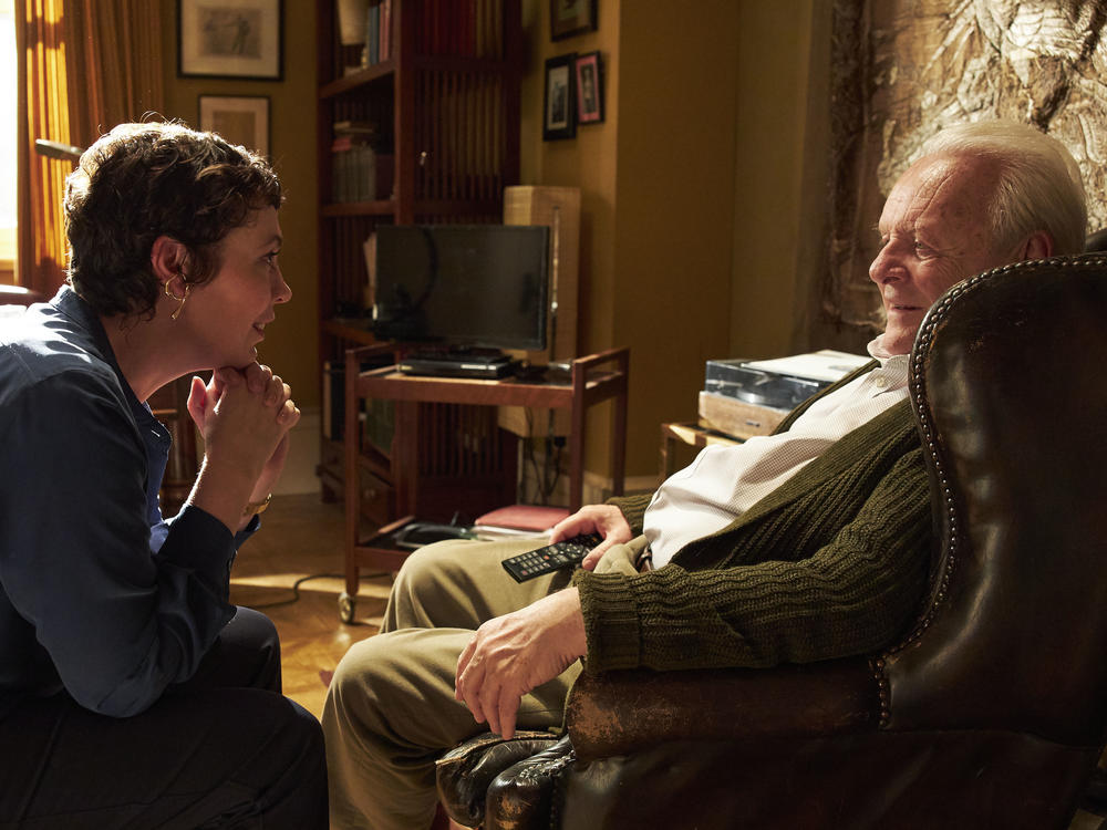 In <em>The Father</em>, Anthony Hopkins plays a man with dementia, and Olivia Coleman is the daughter whose name he occasionally forgets.
