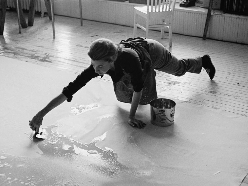 Frankenthaler at work in her studio in 1969.