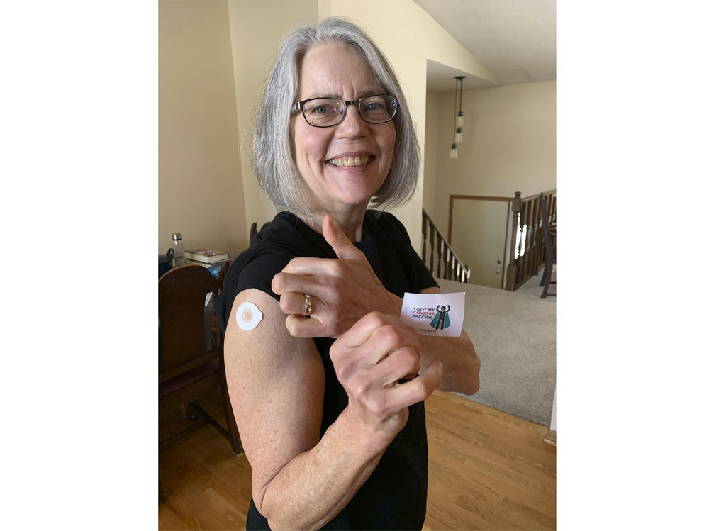 Gloria Anderson receives her second COVID-19 vaccination.