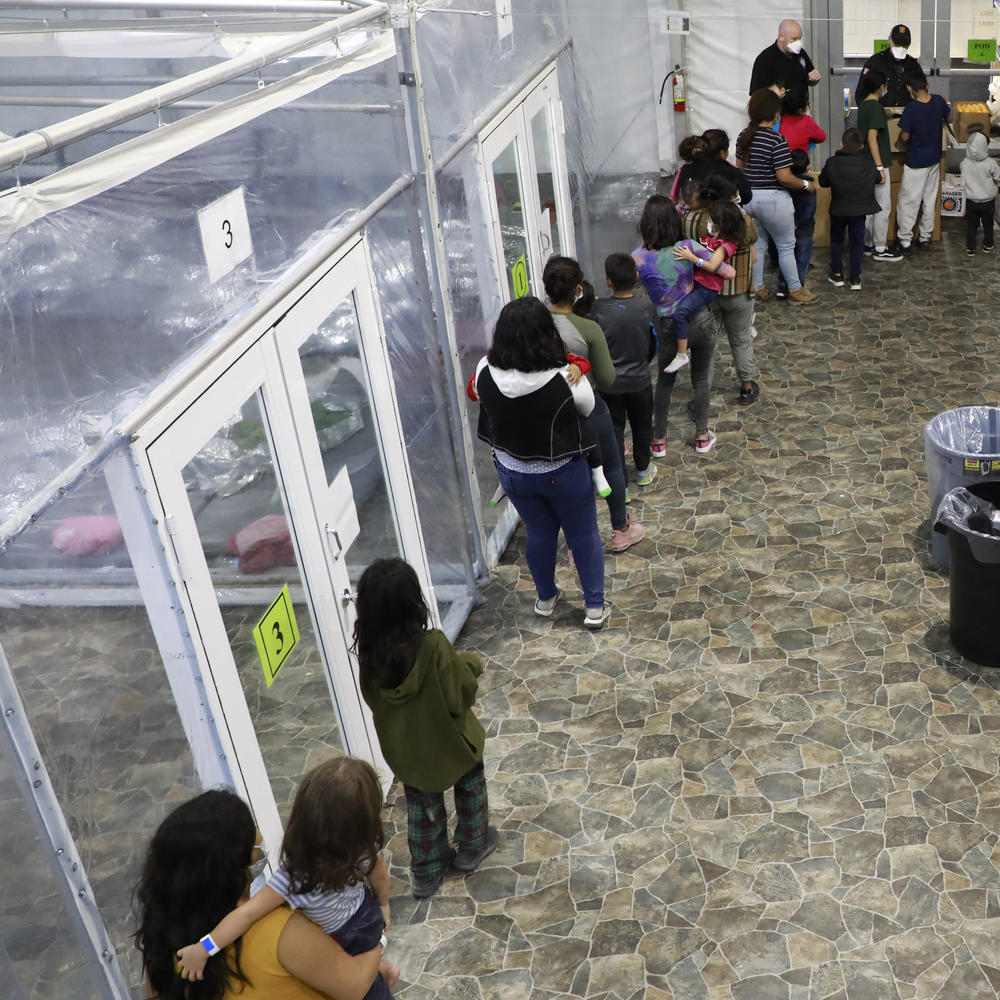Temporary processing facilities in Donna, Texas, processes families and unaccompanied children encountered and in the custody of the U.S. Border Patrol on March 17.