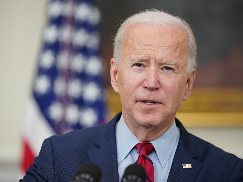 President Biden speaks about the Colorado shootings in the State Dining Room of the White House on Tuesday.