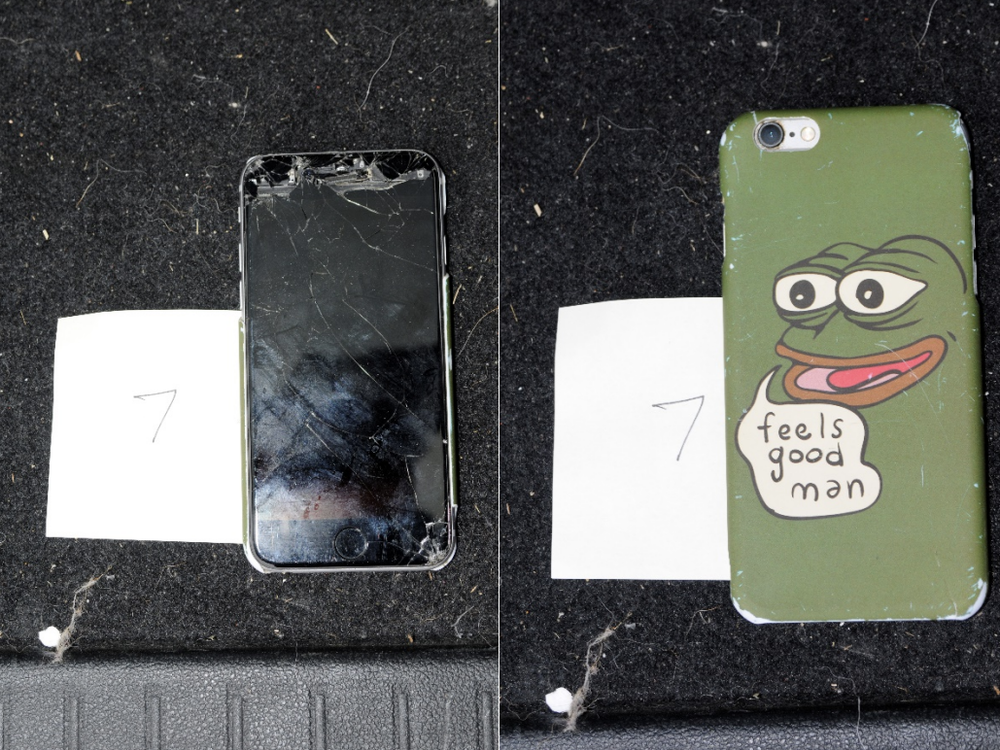 Federal prosecutors say agents found a smashed cell phone in Christian Secor's vehicle while executing a search warrant. The phone case includes the image of Pepe The Frog, a cartoon character that has been appropriated by far-right extremists.