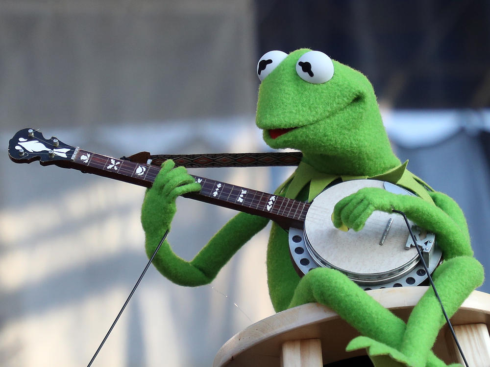 Kermit the Frog performs during the 2019 Newport Folk Festival. 