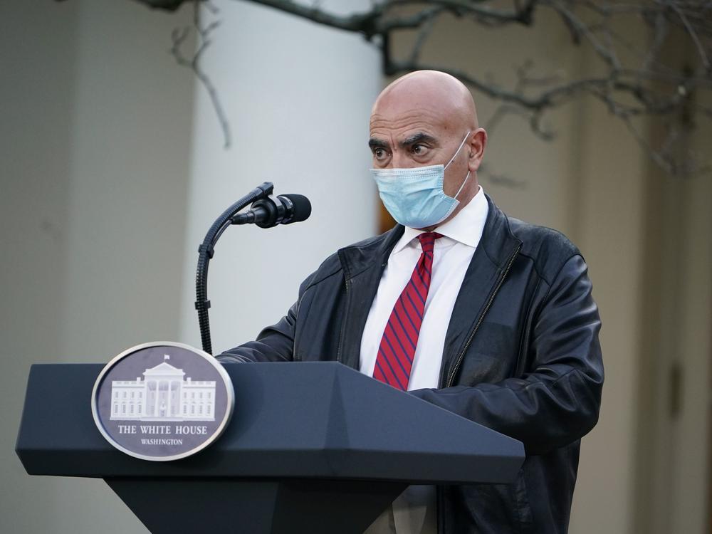 Moncef Slaoui, seen last November in the White House Rose Garden, was a key figure in the Trump administration's crash program to develop COVID-19 vaccines.