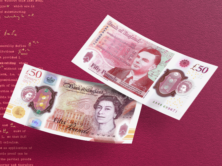 The new polymer bank note, shown in an image provided by the Bank of England, was unveiled to the public nearly two years after officials first announced it would honor Turing.