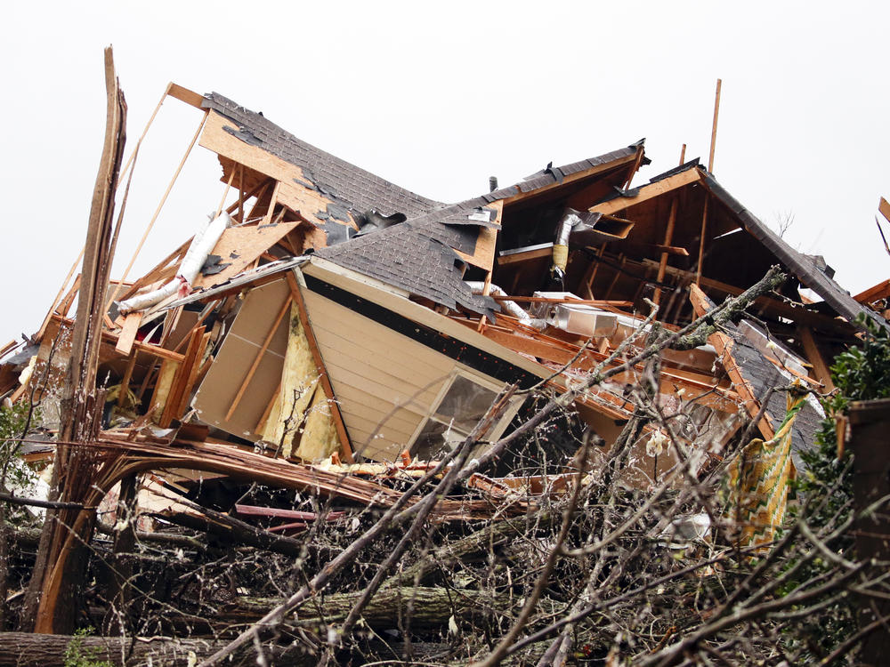 A house is totally destroyed after a tornado touches down south of Birmingham, Ala., in the Eagle Point community damaging multiple homes. The governor issued an emergency declaration as meteorologists warned that more twisters were likely on their way.