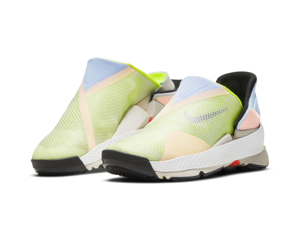The GO FlyEase, Nike's first hands-free shoe, hinges open and closed, so the wearer just needs to slip their foot in and push down in order to put it on.