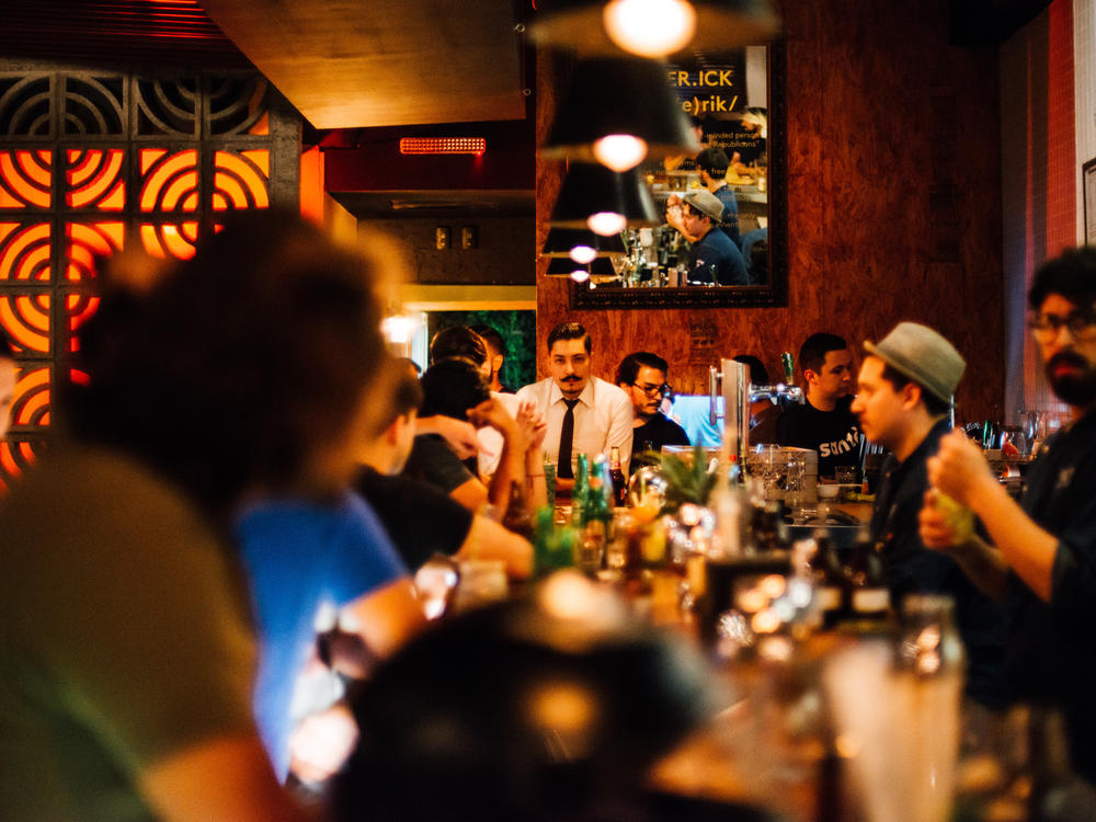 Maverick, before the pandemic, when the bar was packed with customers.