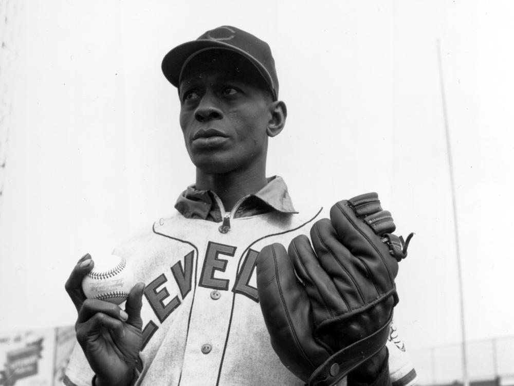 Satchel Paige is shown during a World Series game against the Boston Braves in Boston on Oct. 6, 1948. Paige and Larry Doby were two Black players who helped Cleveland's baseball team win the World Series.