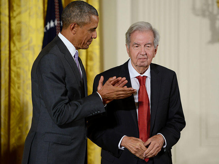 President Barack Obama presents novelist, essayist and screenwriter Larry McMurtry with the National Humanities Medal in September 2015.