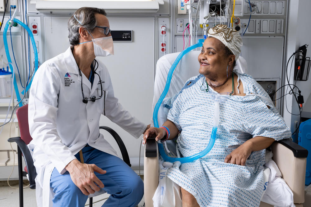 Mount Sinai's Dr. Eric Genden with patient Sonia Sein after performing her tracheal transplant. A trachea is basically a tube that transports air to and from the lungs.