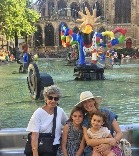 Susan Stamberg and family at the Stravinsky Fountain in Paris.