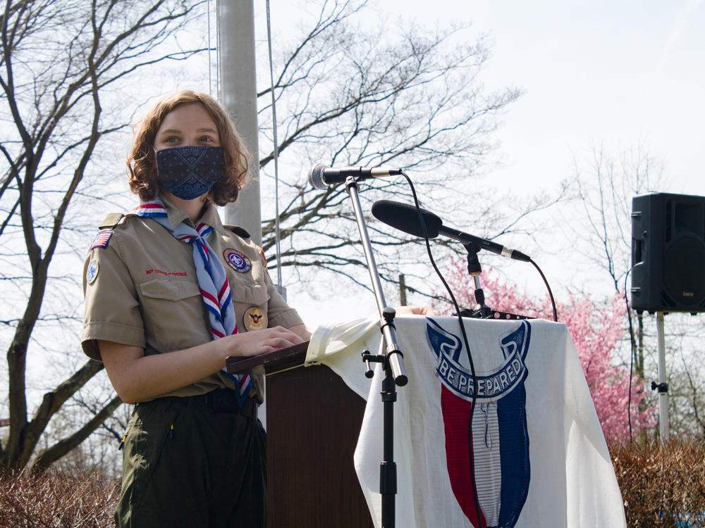 Olivia Jordan is Troop 1923's elected senior patrol leader. She led Scarlett's Court of Honor ceremony.