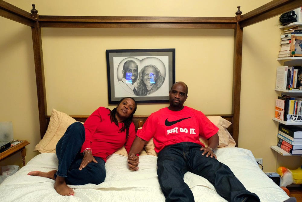 Rule and Robinson married in 2005 while he was in prison. Here they pose together in their home on Oct. 9, 2016, days after his release.
