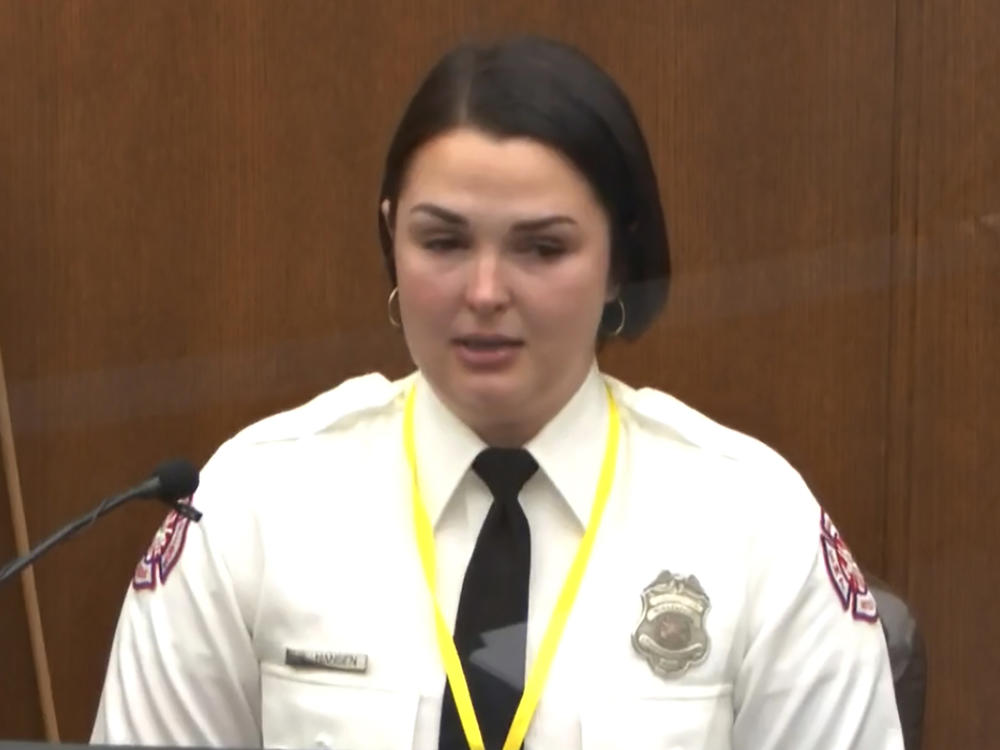 Minneapolis firefighter Genevieve Hansen testifies Tuesday in the trial of former police officer Derek Chauvin in the May 25, 2020, death of George Floyd.