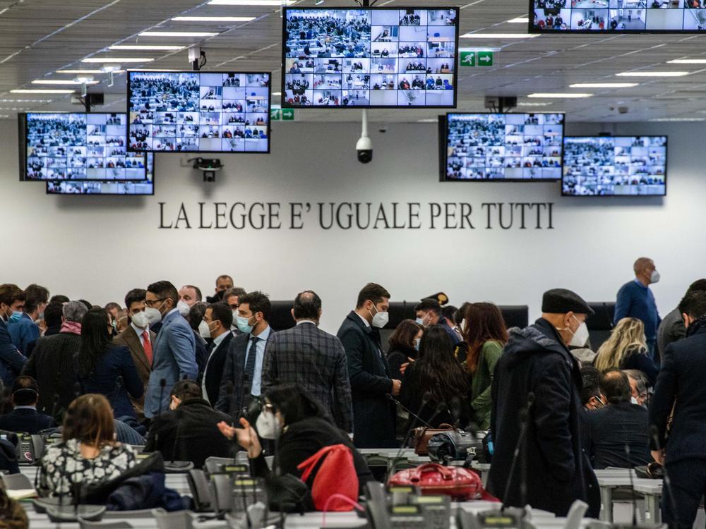 A special courtroom in Lamezia Terme, Calabria, shown on Jan. 13, as more than 350 alleged members of Calabria's 'Ndrangheta organized crime group and their associates went on trial. One alleged member of the group, Marc Feren Claude Biart, was arrested in the Dominican Republic in March.