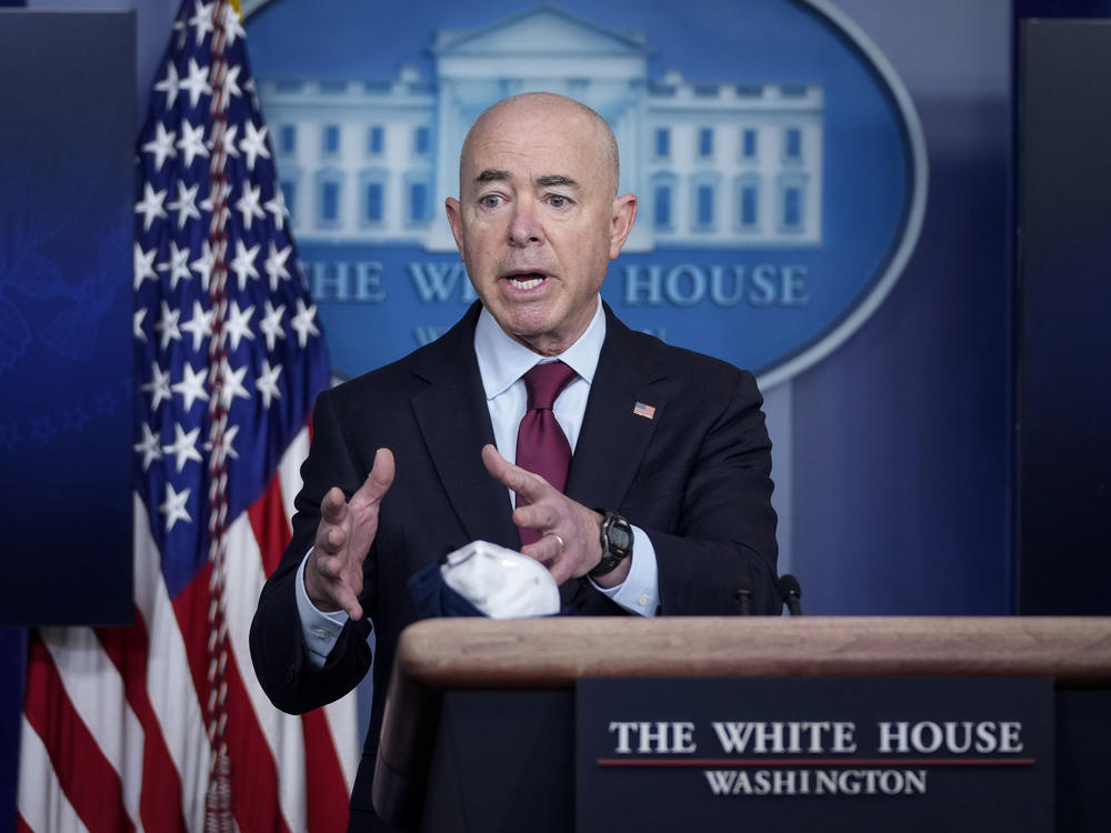 Homeland Security Secretary Alejandro Mayorkas speaks at the White House on March 1. He has pledged to reduce the processing of many asylum cases from 