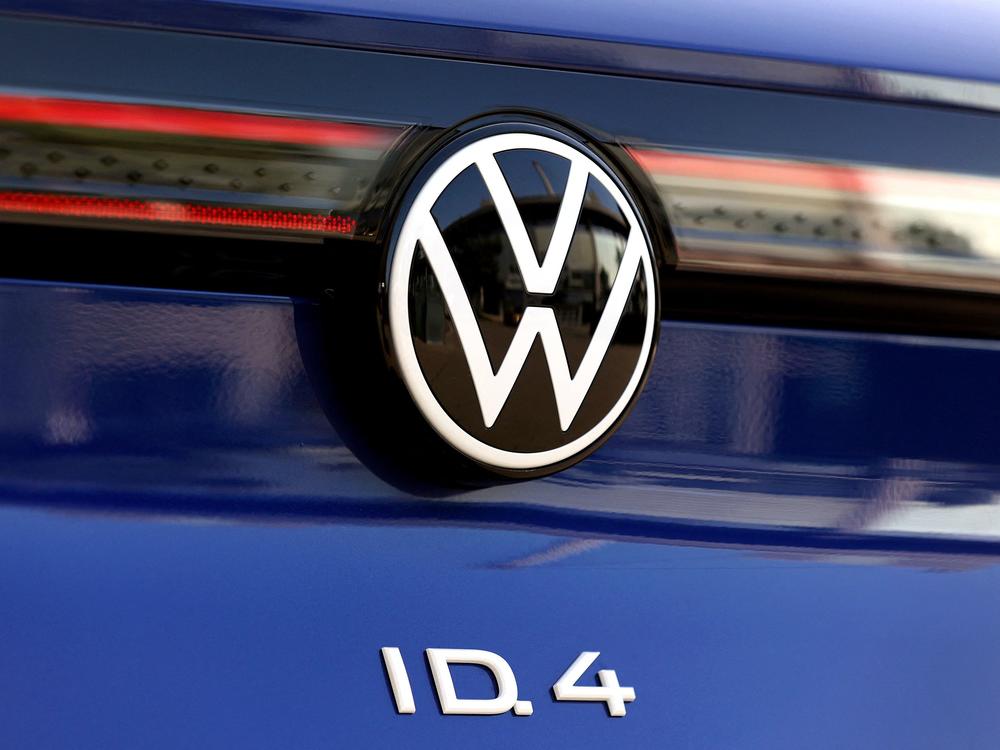 A new Volkswagen ID.4 SUV electric vehicle is seen at a customer centre in Wolfsburg, Germany, on March 26. Volkswagen said on Tuesday it is changing its name in the United States to Voltswagen to reflect its electric vehicle ambitions, but some media reports noted it was intended as a prank.