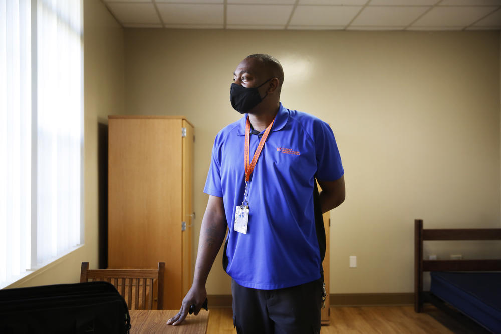 Jarvis Penny, a building services supervisor at the University of Florida, is in charge of making sure the custodians he trains feel safe doing their job. As part of that training, he cleans rooms alongside his staff. 
