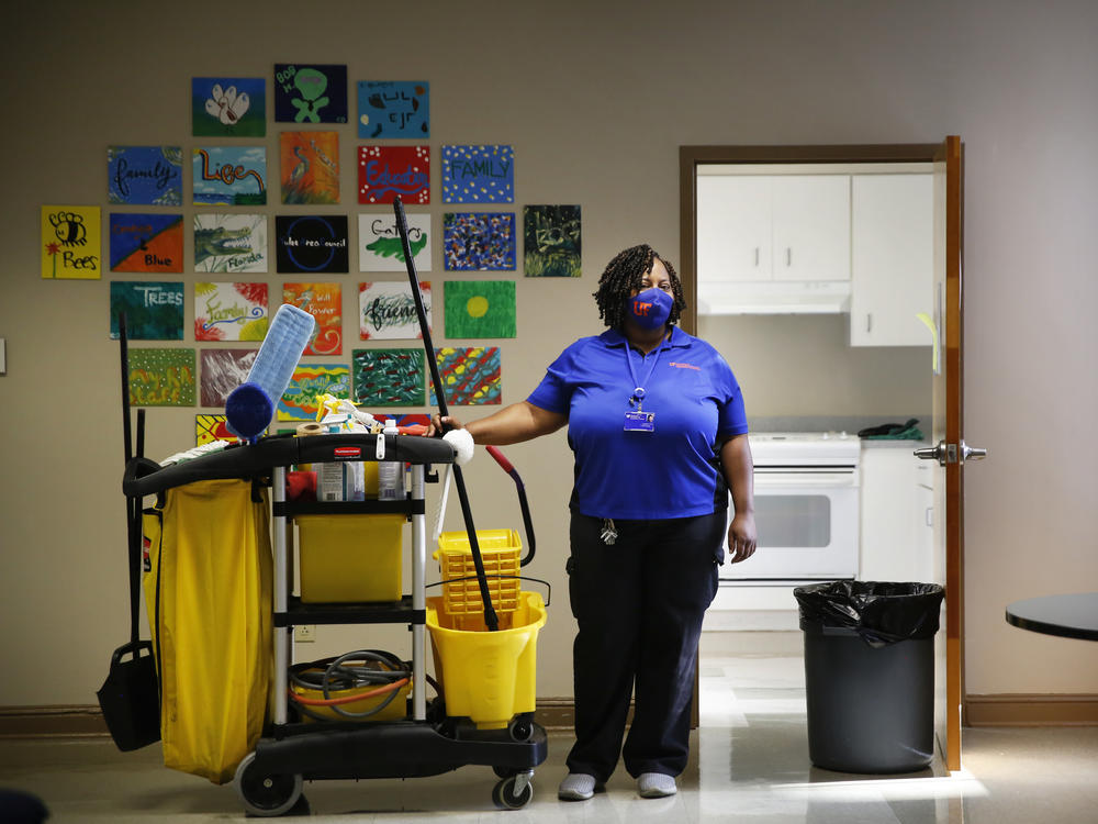 Lavonda Little has been a custodial worker at the University of Florida for more than 16 years.
